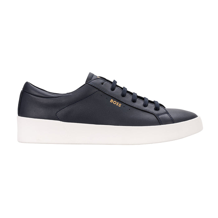 BOSS-Leather Trainers, Dark Blue-UNDERU