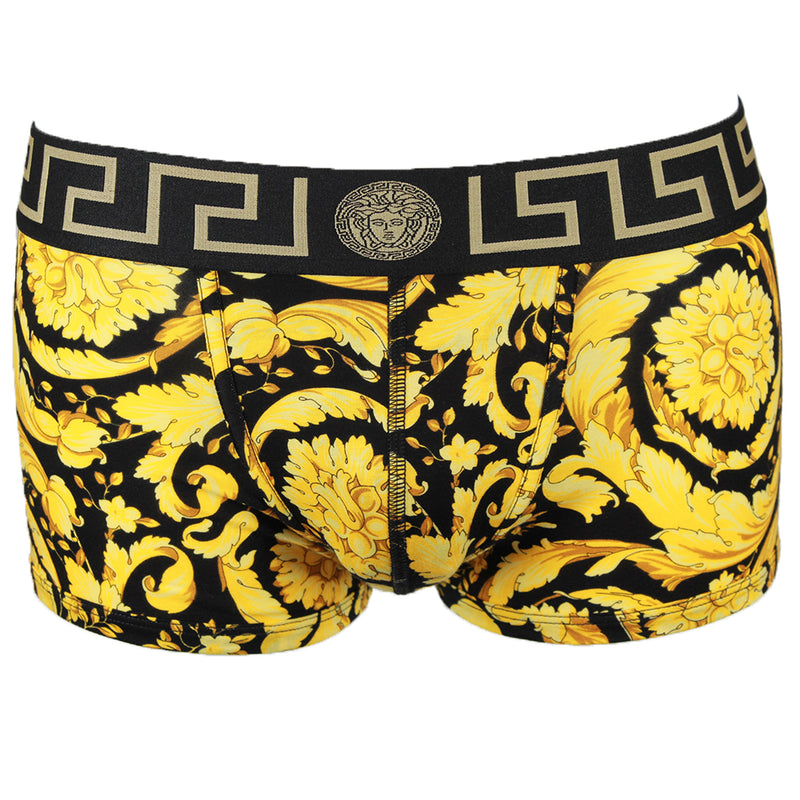 Versace Men's Barocco Print Boxer Trunks, Black/Gold