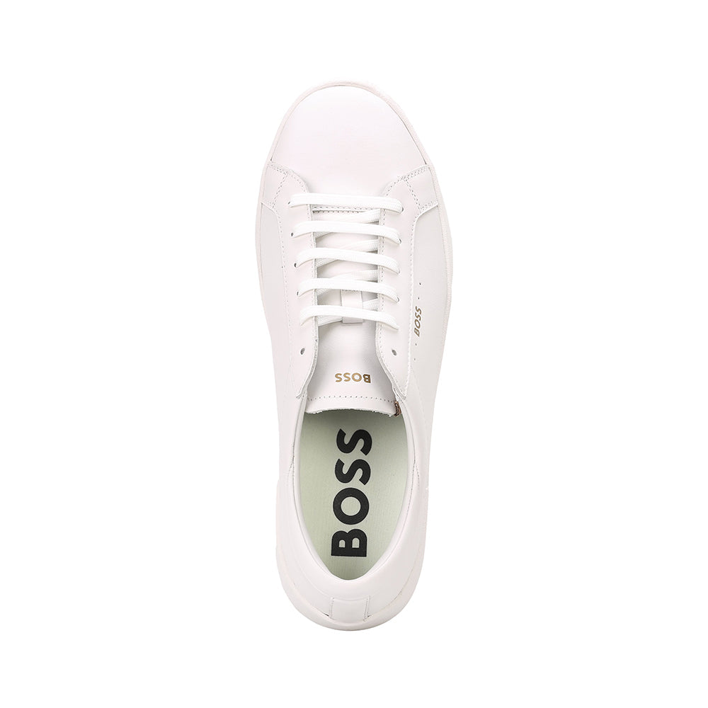 BOSS-Leather Trainers, White-UNDERU