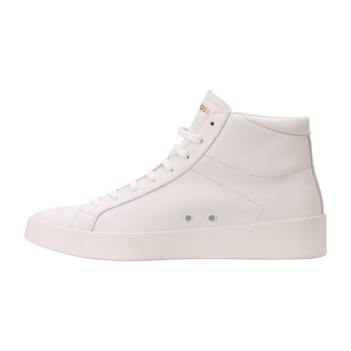 BOSS-High-Top Leather Trainers, White-UNDERU