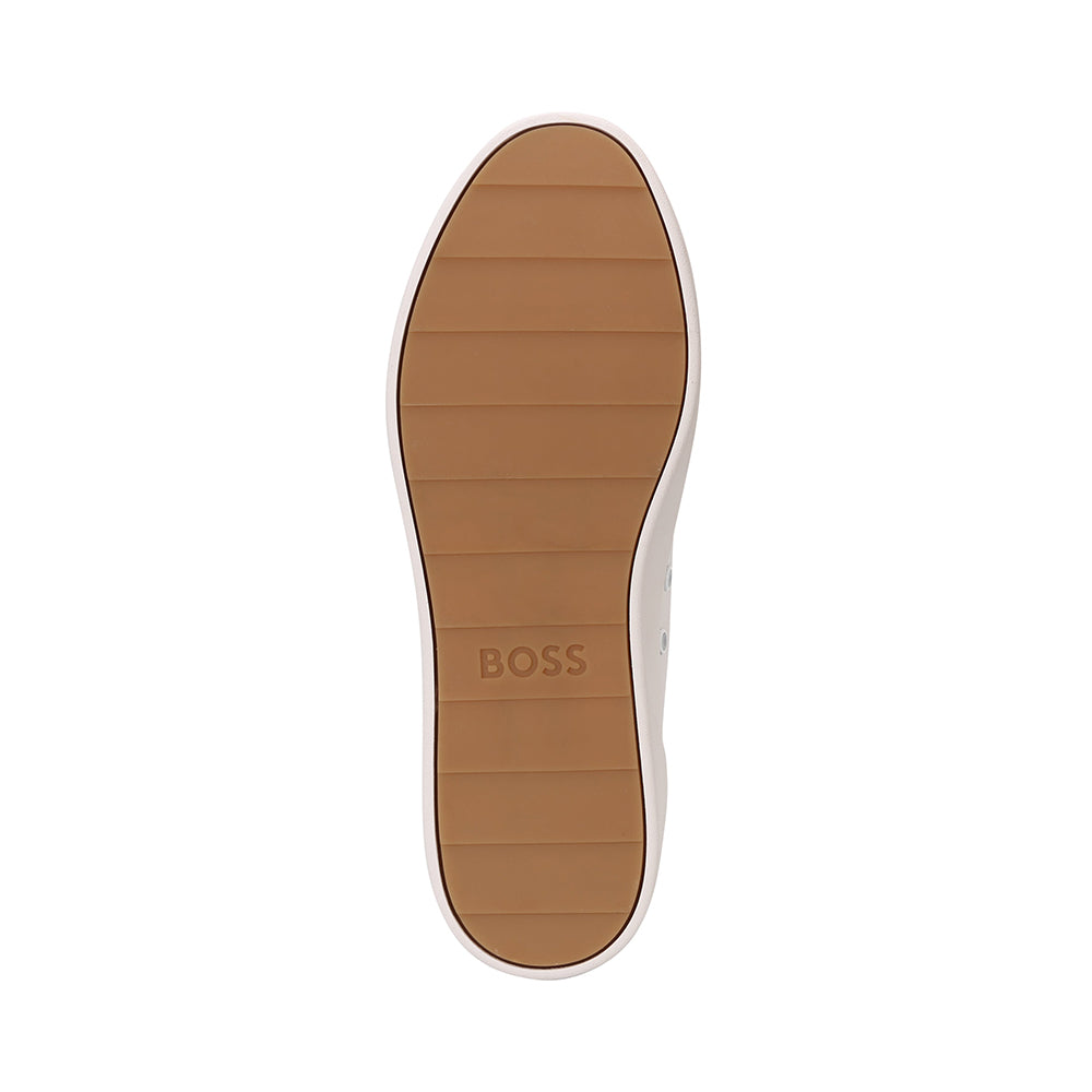 BOSS-High-Top Leather Trainers, White-UNDERU