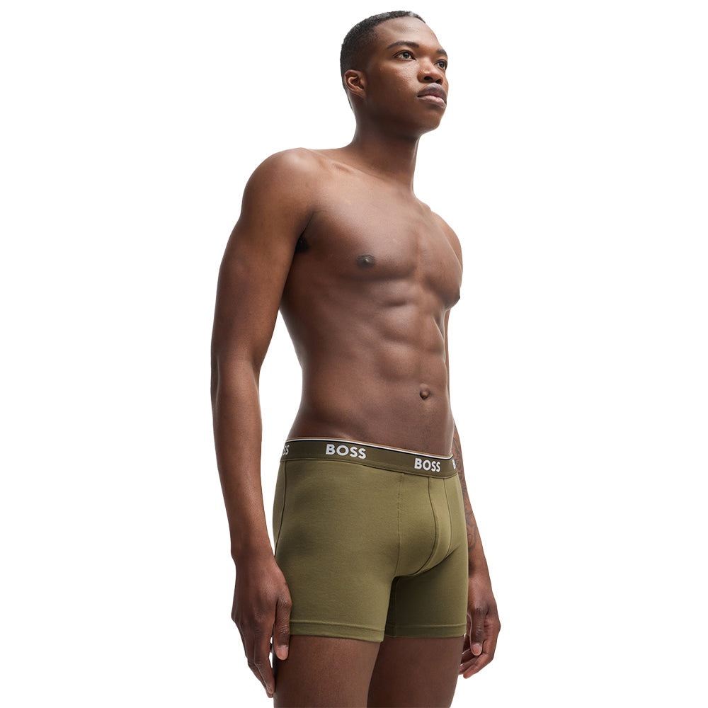 BOSS-3-Pack Power Boxer Briefs, Black/Khaki/Navy-UNDERU