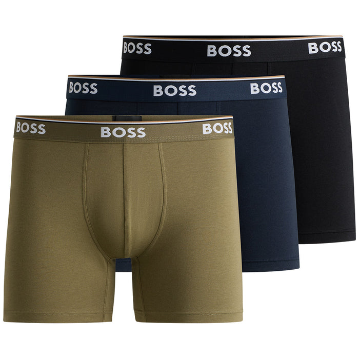 BOSS-3-Pack Power Boxer Briefs, Black/Khaki/Navy-UNDERU