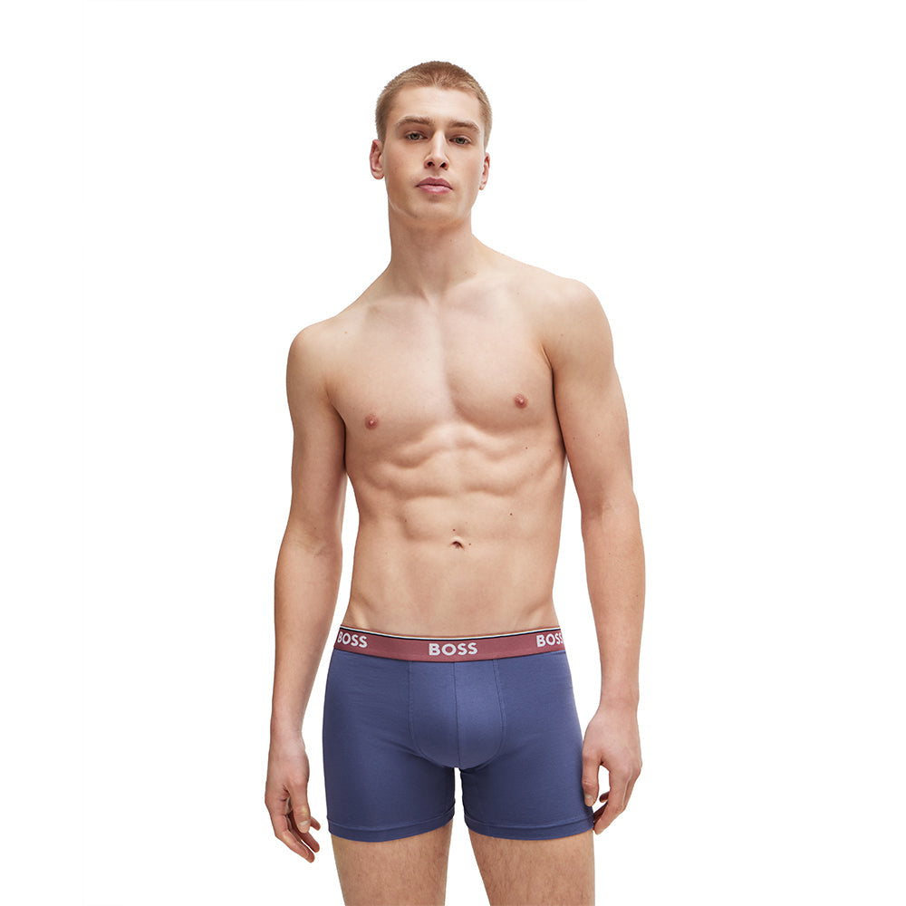 BOSS-3-Pack Power Boxer Briefs, Burgundy/Navy-UNDERU