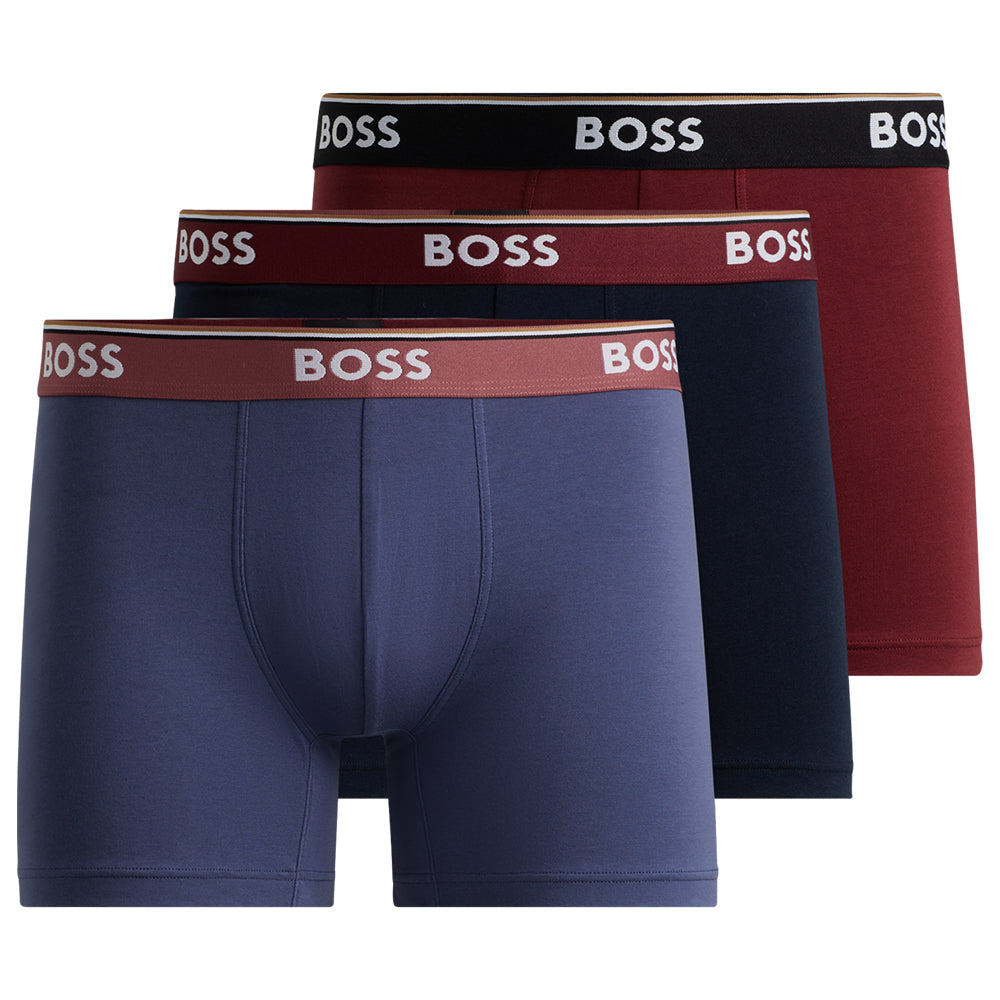 BOSS-3-Pack Power Boxer Briefs, Burgundy/Navy-UNDERU