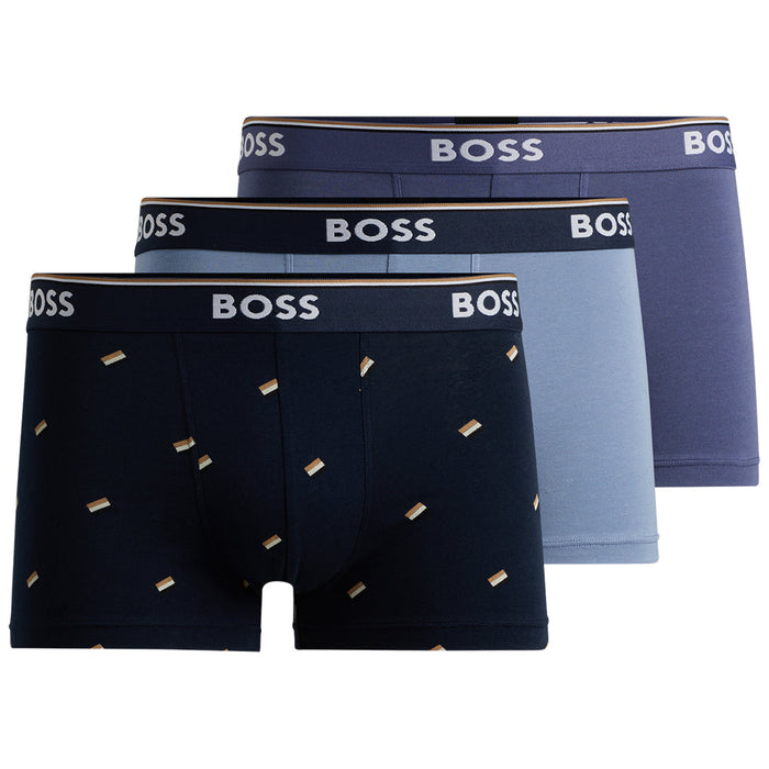 BOSS-3-Pack Power Boxer Trunks, Blues-UNDERU