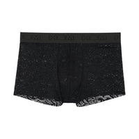 HOM-Free-Cut Lace Boxer Trunk, Black-UNDERU