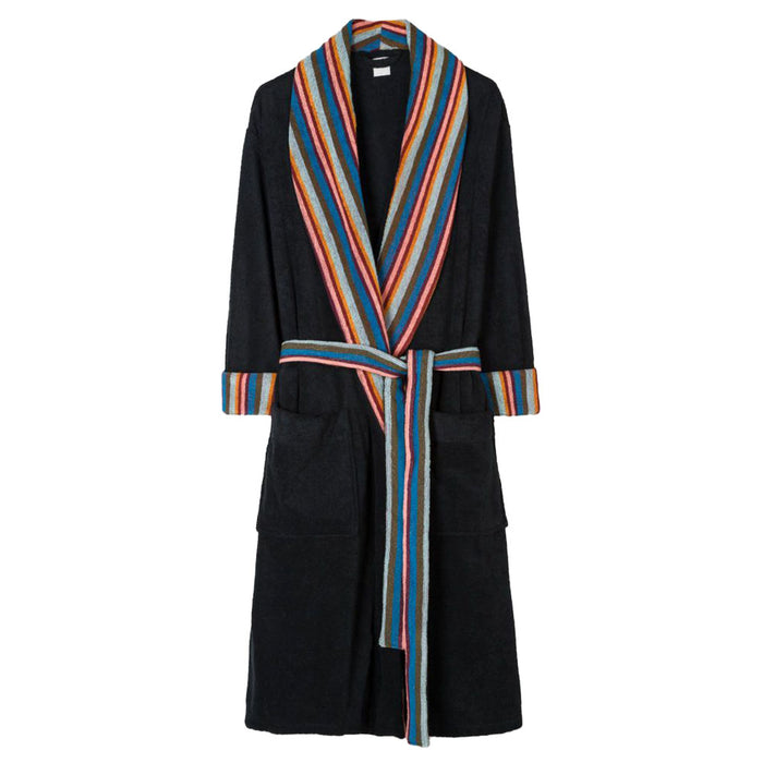 Paul Smith-Artist Stripe Towelling Dressing Gown, Black-UNDERU