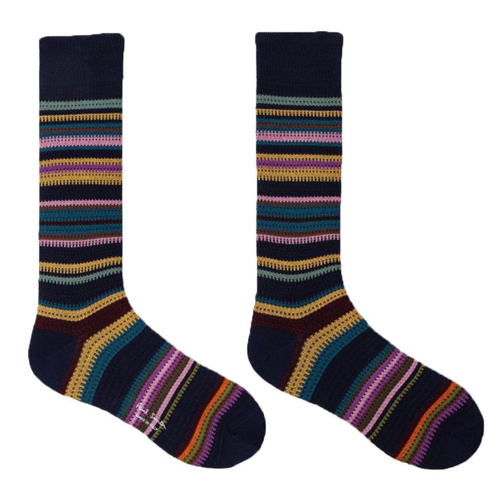 Paul Smith-Harvey Stripe Socks, Blue-UNDERU