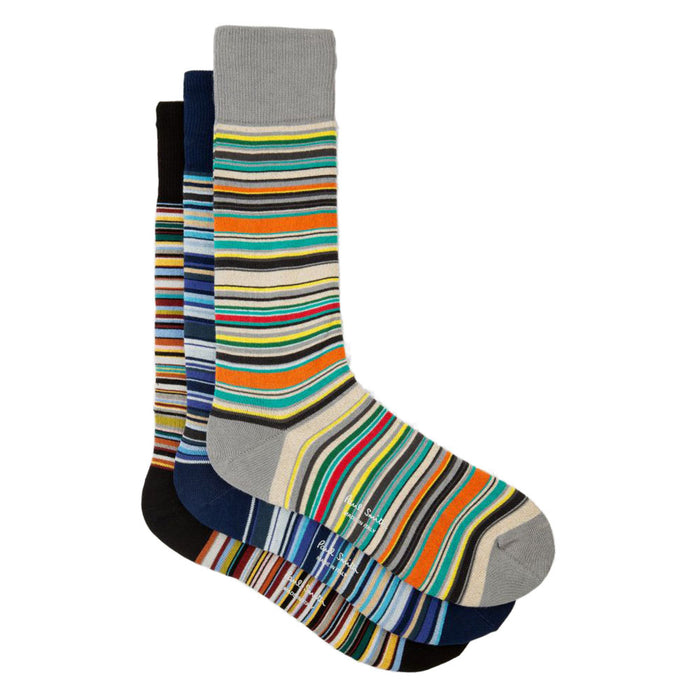 Paul Smith-3-Pack Signature Stripe Socks, Multi-UNDERU