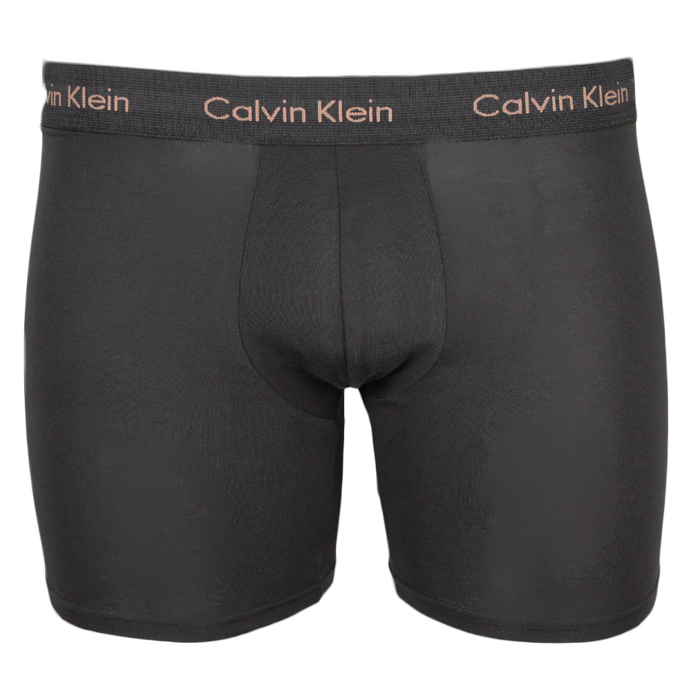 Calvin Klein boxer brief in black with coloured lettering on waistband.