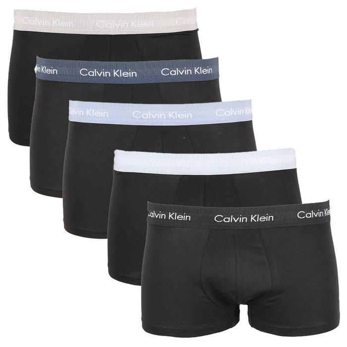 Calvin Klein 5 pack of black boxer trunks with coloured waist bands