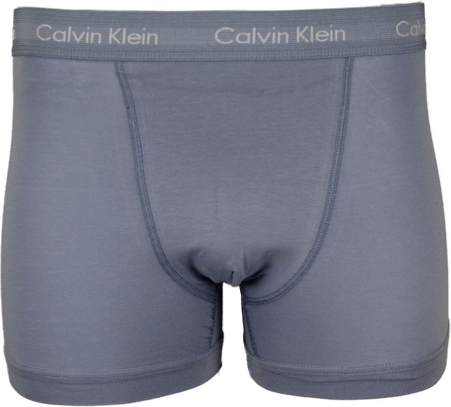 Blue Calvin Klein boxer trunk with white logo waistband