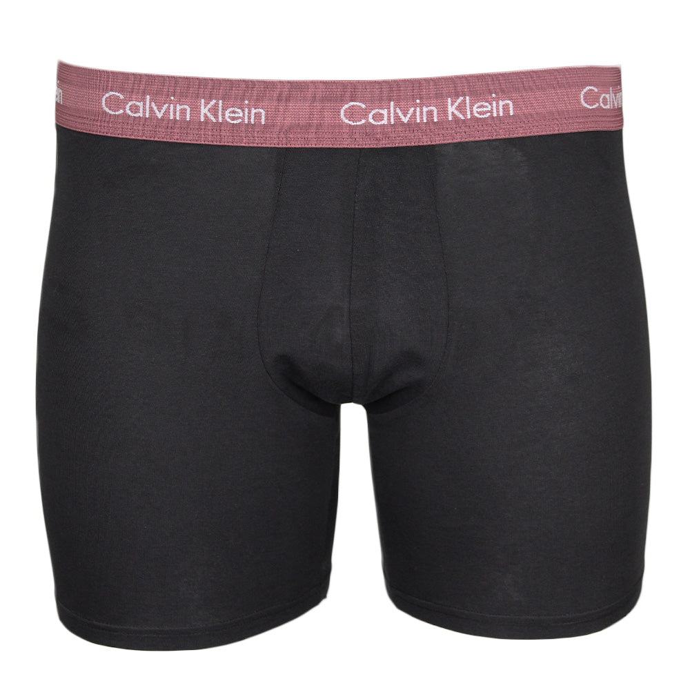 Black Calvin Klein boxer brief with dusty pink waistband