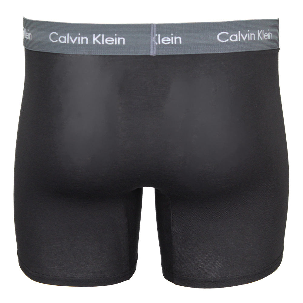 Black Calvin Klein boxer brief with dark grey waistband, back view