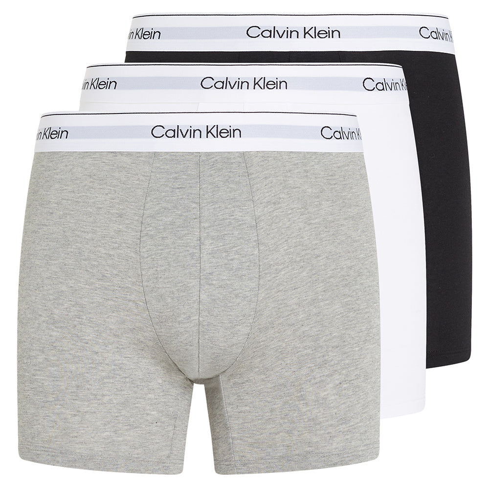 Calvin Klein-3-Pack Modern Cotton Boxer Briefs, Black/Grey/White-UNDERU