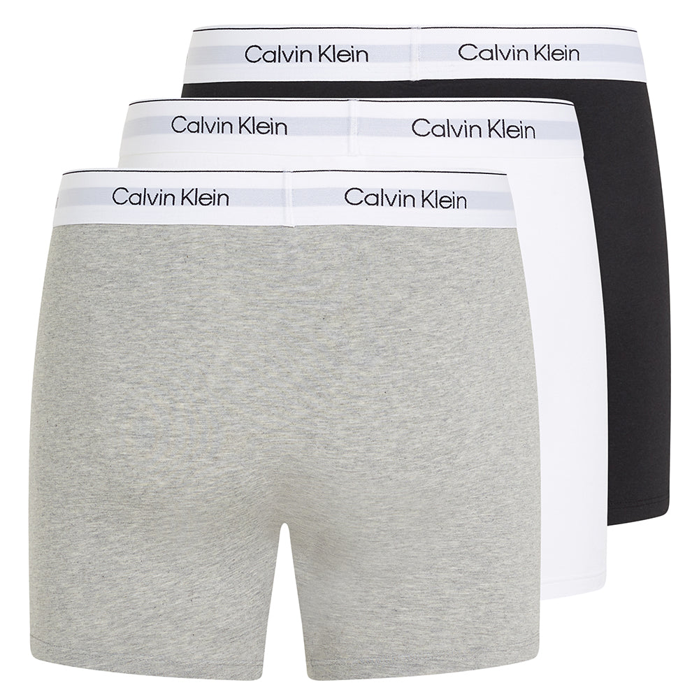 Calvin Klein-3-Pack Modern Cotton Boxer Briefs, Black/Grey/White-UNDERU