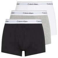 Calvin Klein-3-Pack Modern Cotton Boxer Trunks, Black/Grey/White-UNDERU