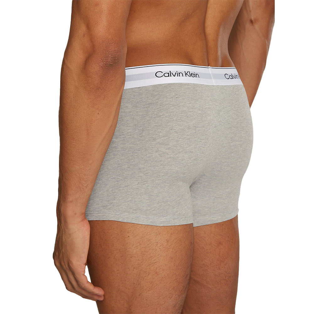 Calvin Klein-3-Pack Modern Cotton Boxer Trunks, Black/Grey/White-UNDERU