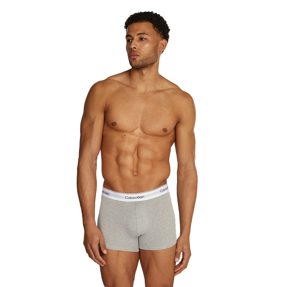 Calvin Klein-3-Pack Modern Cotton Boxer Trunks, Black/Grey/White-UNDERU