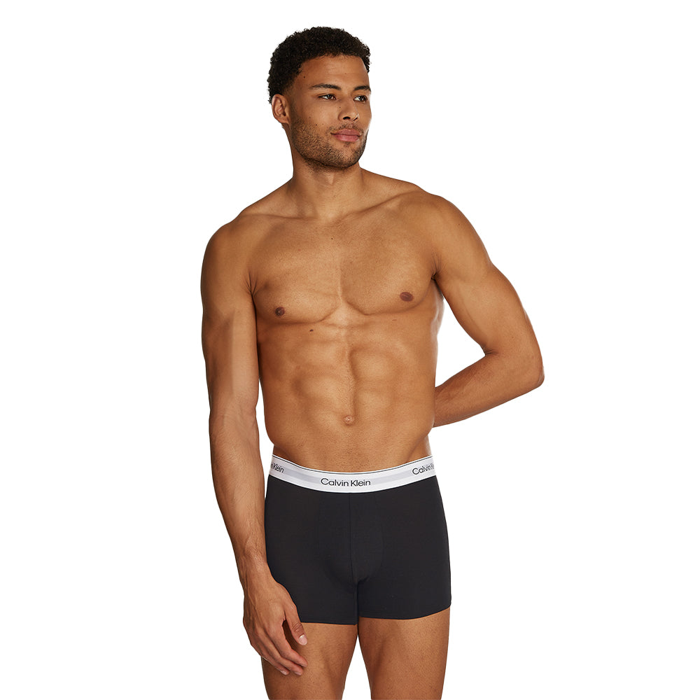 Calvin Klein-3-Pack Modern Cotton Boxer Trunks, Black/Grey/White-UNDERU