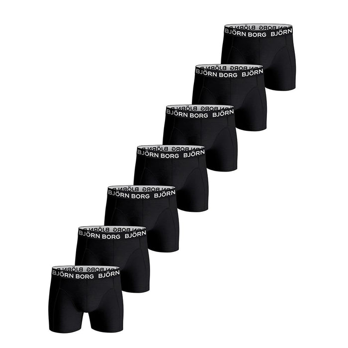 Bjorn Borg-7-Pack Cotton Stretch Boxer Trunks, Black-UNDERU