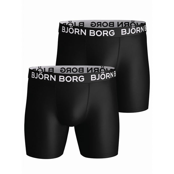 Bjorn Borg-2-Pack Performance Boxer Trunks, Black-UNDERU