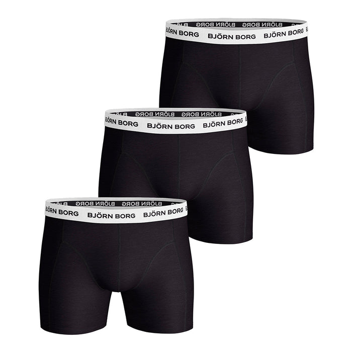 Bjorn Borg-3-Pack Cotton Stretch Boxer Trunks, Black/White-UNDERU