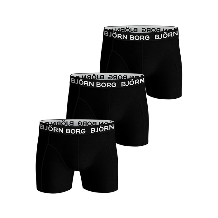 Bjorn Borg-3-Pack Cotton Stretch Boxer Trunks, Black-UNDERU