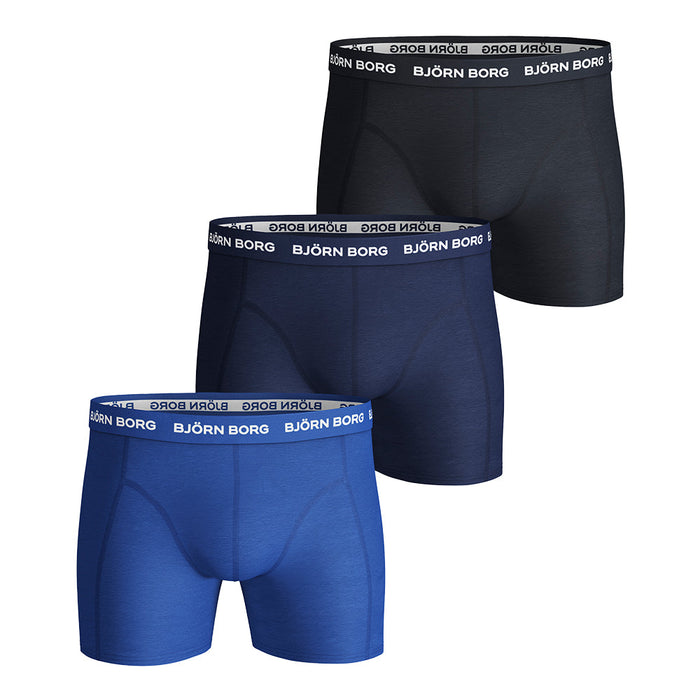 Bjorn Borg-3-Pack Cotton Stretch Boxer Trunks, Blue Mix-UNDERU