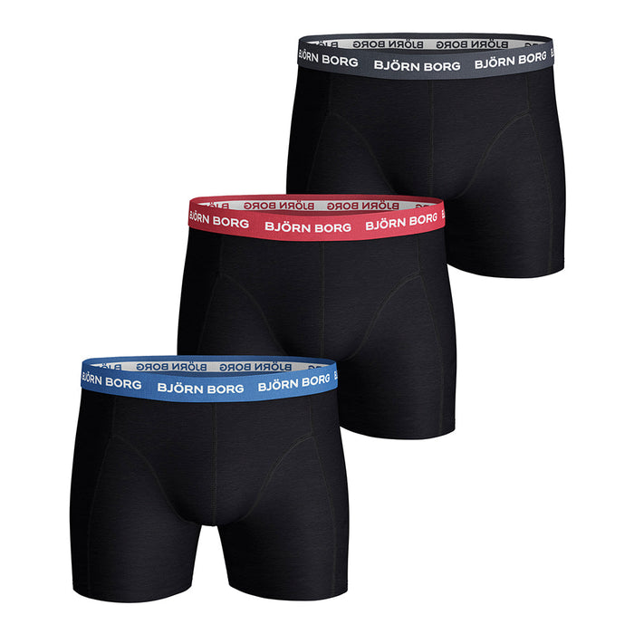 Bjorn Borg-3-Pack Contrast Waistbands Boxer Trunks, Black/Multi-UNDERU