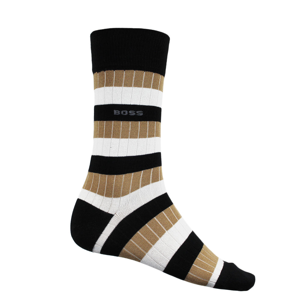 boss-mens-cotton-rib-socks-black-white-beige-stripes