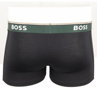 Boss black boxer trunk with green waistband back view