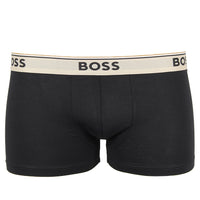 Boss black boxer trunk with beige waistband front view