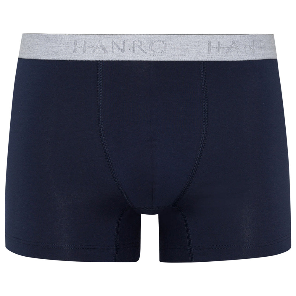 Hanro-2-Pack Cotton Essentials Boxer Trunks, Light Melange / Deep Navy-UNDERU