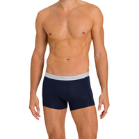 Hanro-2-Pack Cotton Essentials Boxer Trunks, Light Melange / Deep Navy-UNDERU