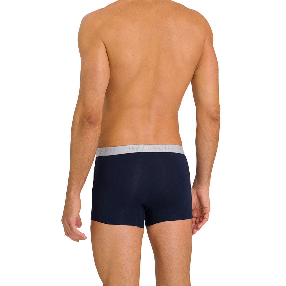 Hanro-2-Pack Cotton Essentials Boxer Trunks, Light Melange / Deep Navy-UNDERU