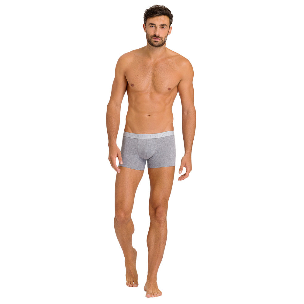 Hanro-2-Pack Cotton Essentials Boxer Trunks, Light Melange / Deep Navy-UNDERU