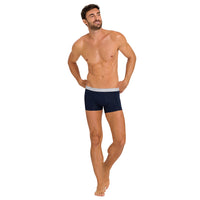 Hanro-2-Pack Cotton Essentials Boxer Trunks, Light Melange / Deep Navy-UNDERU