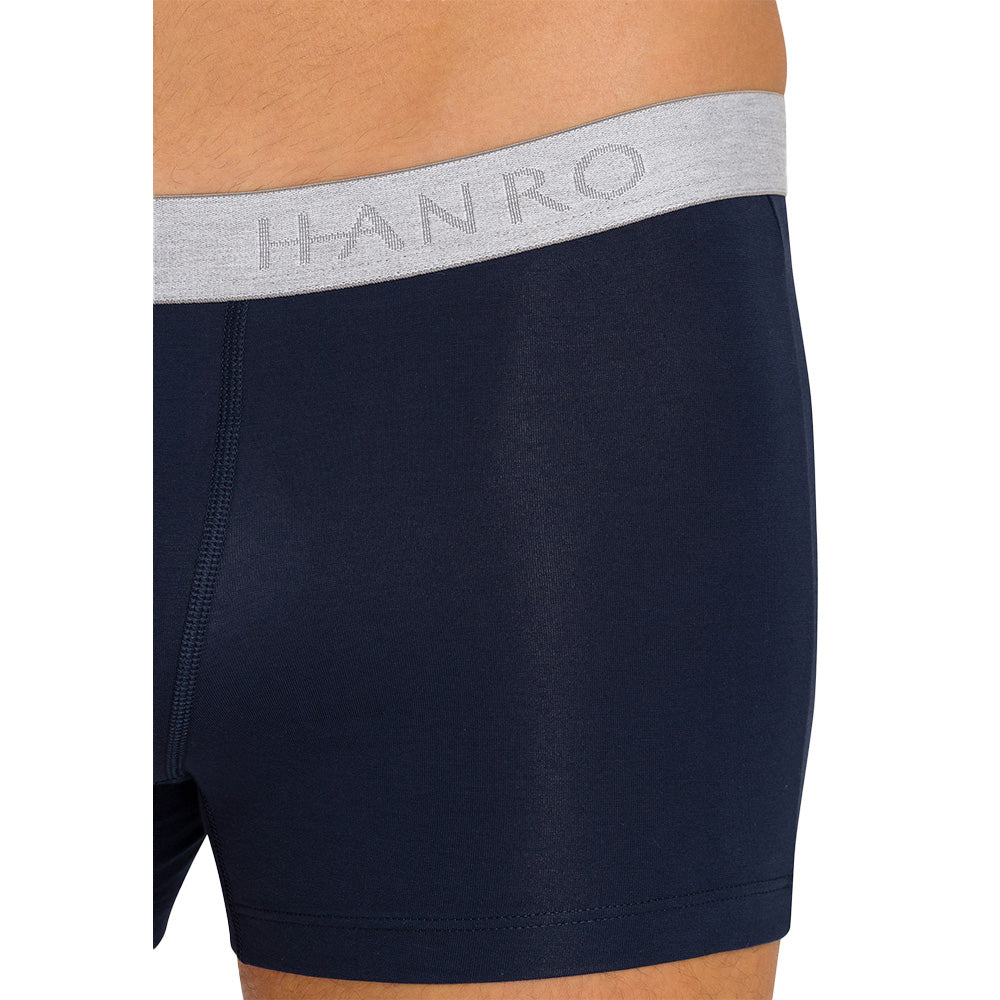 Hanro-2-Pack Cotton Essentials Boxer Trunks, Light Melange / Deep Navy-UNDERU