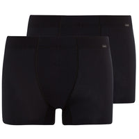 Hanro-2-Pack Covered Waistband Cotton Essentials Boxer Trunks, Black-UNDERU