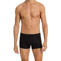 Hanro-2-Pack Covered Waistband Cotton Essentials Boxer Trunks, Black-UNDERU