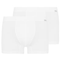 Hanro-2-Pack Covered Waistband Cotton Essentials Boxer Trunks, White-UNDERU