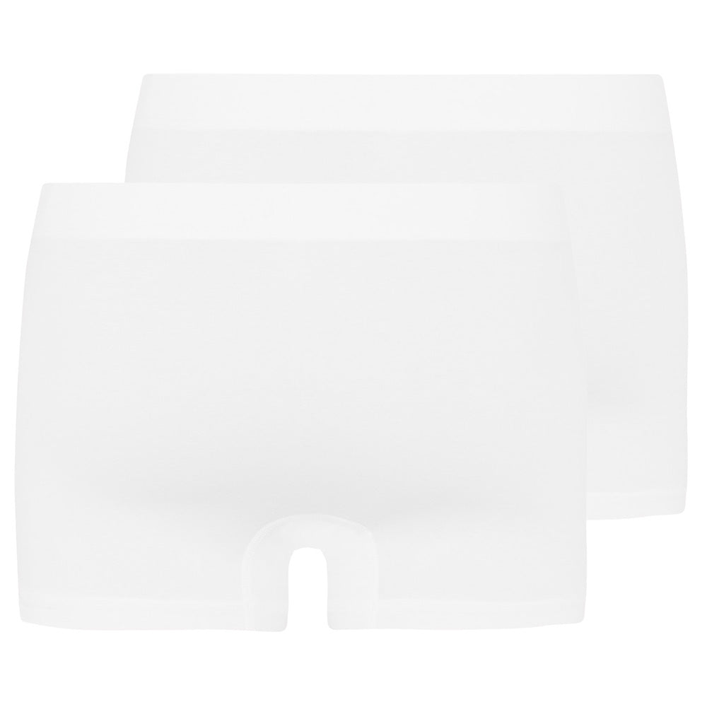 Hanro-2-Pack Covered Waistband Cotton Essentials Boxer Trunks, White-UNDERU