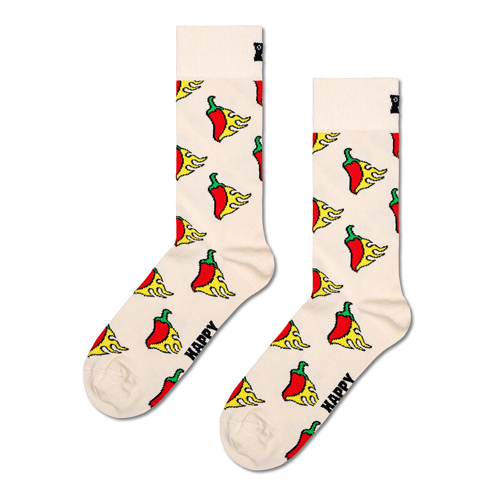 Happy Socks-Hot Chili Socks, White-UNDERU