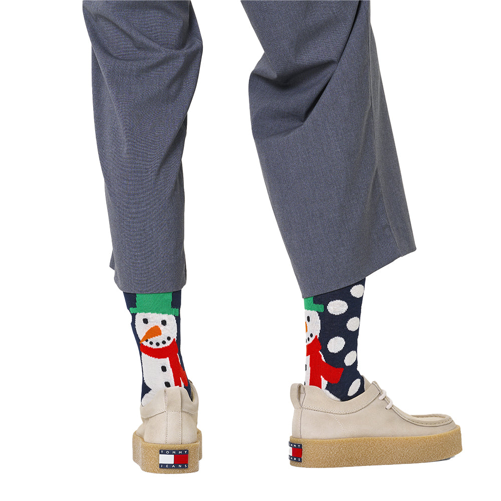 Happy Socks-Jumbo Snowman Socks, Navy-UNDERU