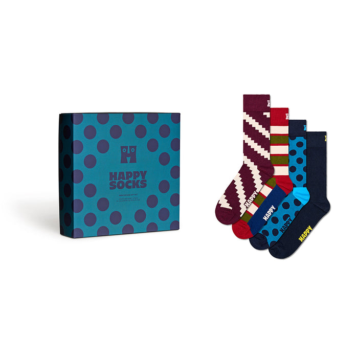 Happy Socks-4-Pack New Vintage Socks Gift Set, Navy-UNDERU