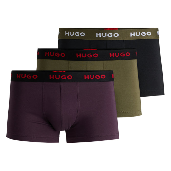 hugo-mens-boxer-trunks-black-khaki-purple