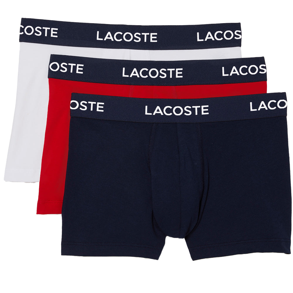 Lacoste-3-Pack Boxer Trunks, Navy/Red/White-UNDERU