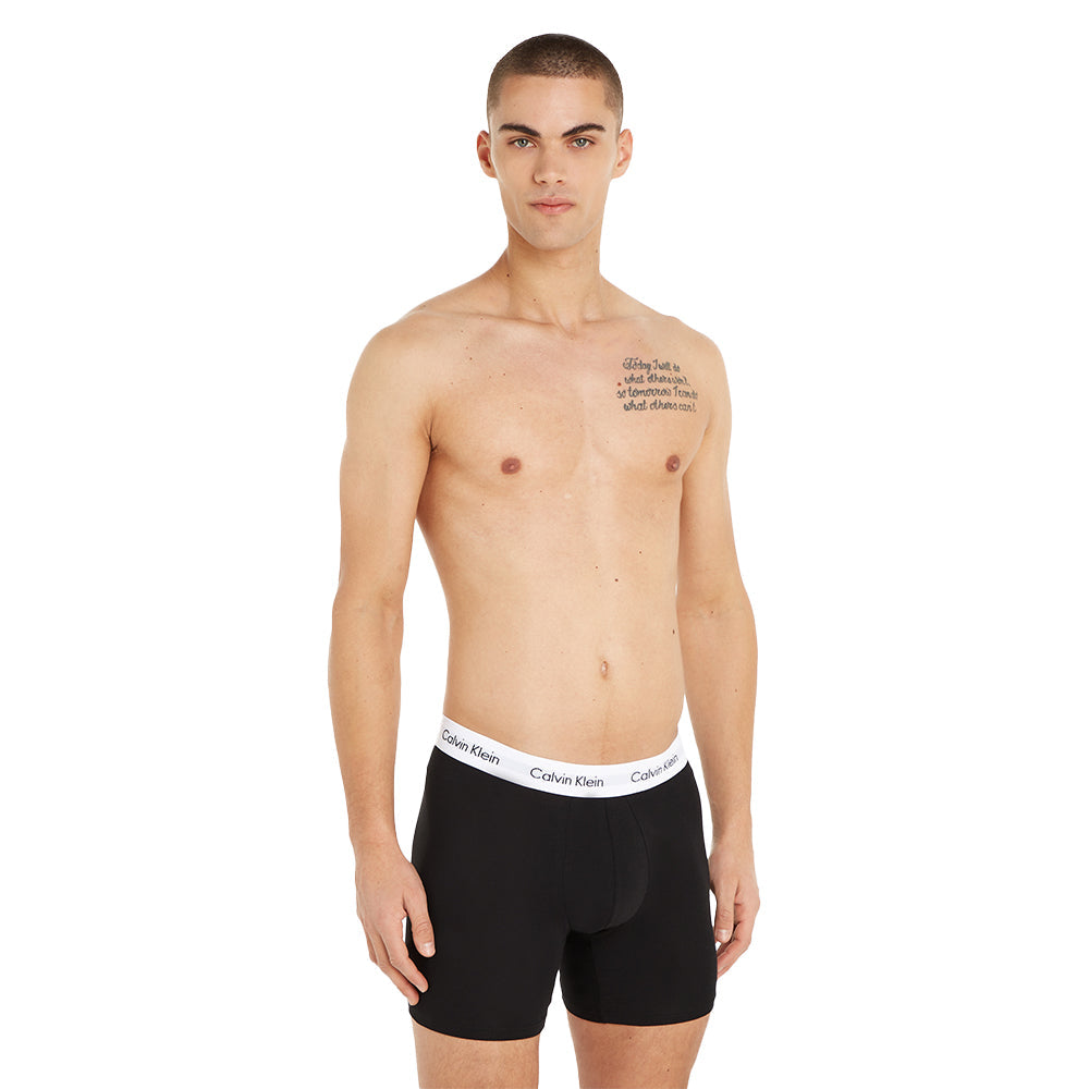 Calvin Klein-3-Pack Cotton Stretch Boxer Briefs, Black/Grey/White-UNDERU